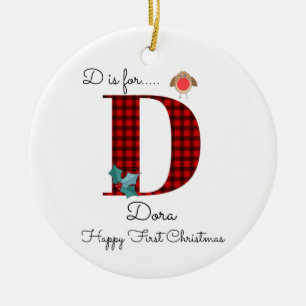 Ornamento De Cerâmica Primeiro Natal feliz em D lumberjack robin