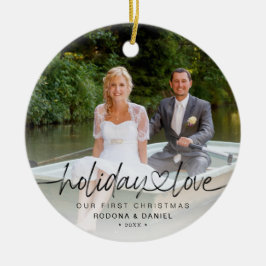 Ornamento De Cerâmica Primeiro Natal Férias Amor 2 Fotos