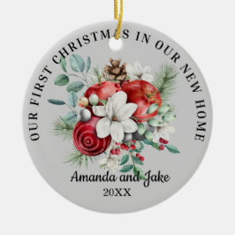 Ornamento De Cerâmica Primeiro Natal Floral