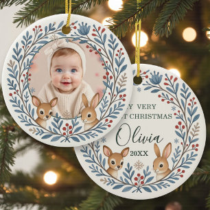 Ornamento De Cerâmica Primeiro Natal Floresta Nórdica Presente de Natal