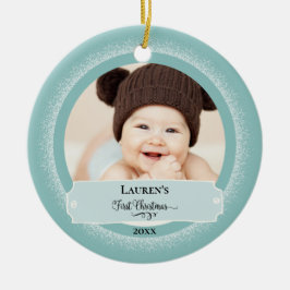 Ornamento De Cerâmica Primeiro Natal - Foto de Bebê Fofo