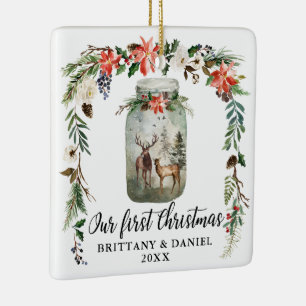 Ornamento De Cerâmica Primeiro Natal, Frota dos Deers Florais, FOTO DE V