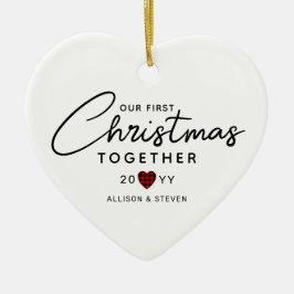 Ornamento De Cerâmica Primeiro Natal Juntos Coração Personalizado Modern