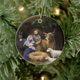 Ornamento De Cerâmica Primeiro Natal juntos natividade