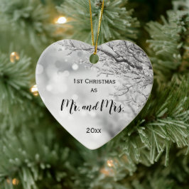 Ornamento De Cerâmica Primeiro Natal Juntos Sr. e Sra. Casamento no inve