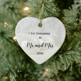 Ornamento De Cerâmica Primeiro Natal Juntos Sr. & Sra. | CASAMENTO NO IN