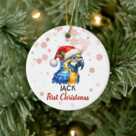 Ornamento De Cerâmica Primeiro Natal, Macaw Penhor Ornament