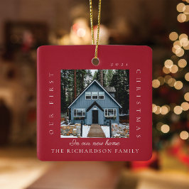 Ornamento De Cerâmica Primeiro Natal Mínimo Em Nossa Nova Foto Home 2