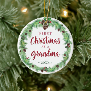 Ornamento De Cerâmica PRIMEIRO NATAL Moderno Como Foto de GRANDMA