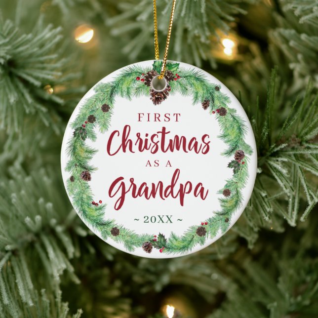 Ornamento De Cerâmica PRIMEIRO NATAL Moderno COMO UMA Foto GRANDPA (Árvore)
