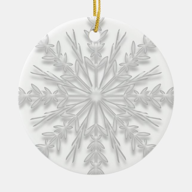 Ornamento De Cerâmica Primeiro Natal no floco de neve branco Home novo (Frente)