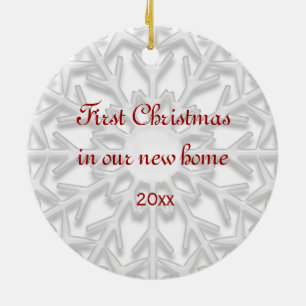 Ornamento De Cerâmica Primeiro Natal no floco de neve branco Home novo