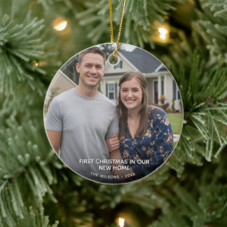 Ornamento De Cerâmica Primeiro Natal no Novo Casal de Fotografia Domésti