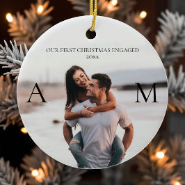 Ornamento De Cerâmica Primeiro Natal Noivo Casal Moderno 2 Foto