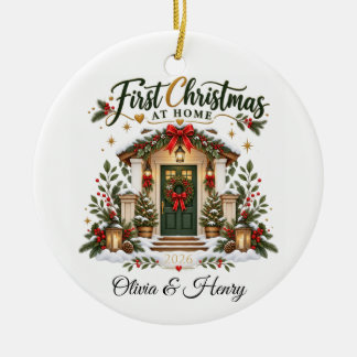 Ornamento De Cerâmica Primeiro Natal Nova Casa Porta de Férias