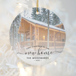 Ornamento De Cerâmica Primeiro Natal Novo Script de Fotografia Personali