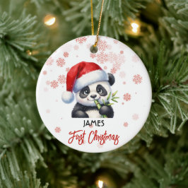Ornamento De Cerâmica Primeiro Natal, Panda baby Ornament