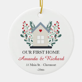 Ornamento De Cerâmica Primeiro Natal personalizado