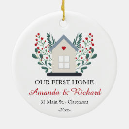 Ornamento De Cerâmica Primeiro Natal personalizado