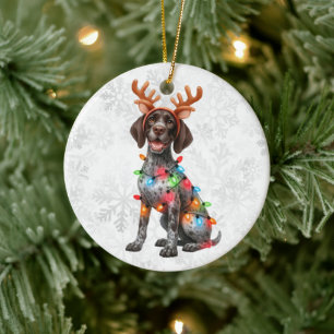 Ornamento De Cerâmica Primeiro Natal Personalizado com Chifre de Rena pa