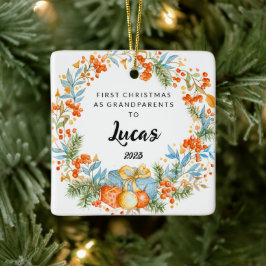 Ornamento De Cerâmica Primeiro Natal Personalizado Como Avós