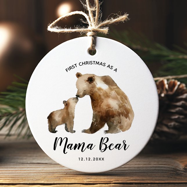 Ornamento De Cerâmica Primeiro Natal personalizado como mãe (Criador carregado)