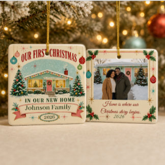 Ornamento De Cerâmica Primeiro Natal Personalizado em Nossa Nova Casa 20