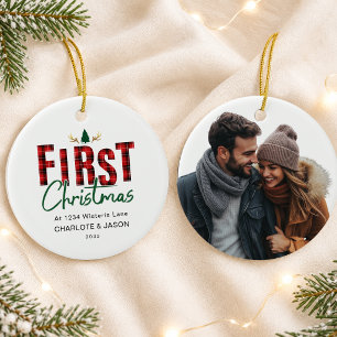 Ornamento De Cerâmica Primeiro Natal Personalizado em Nova Casa 1 Foto
