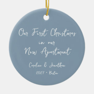 Ornamento De Cerâmica Primeiro Natal Personalizado em Novo Apartamento A