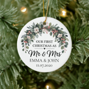 Ornamento De Cerâmica Primeiro Natal Personalizado Família Natal 2025
