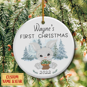 Ornamento De Cerâmica Primeiro Natal Personalizado, Primeiro Cerami de B