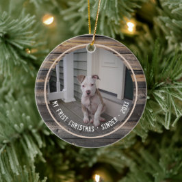 Ornamento De Cerâmica Primeiro Natal Puppy Dog Pet Multi-Photo Keepsaokê