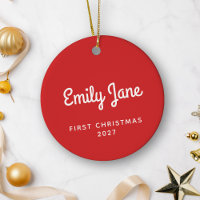 Primeiro Natal Simples Fofo Nome Personalizado Ver