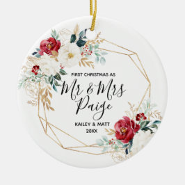 Ornamento De Cerâmica Primeiro Natal, Sr. e Sra. Casal Cerâmica Ornament