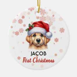 Ornamento De Cerâmica Primeiro Ouro bonitinho de Natal recuperando bebê 