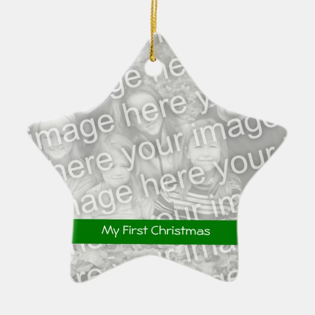 Ornamento De Cerâmica Primeiro Pedido de Foto de Natal (Frente)