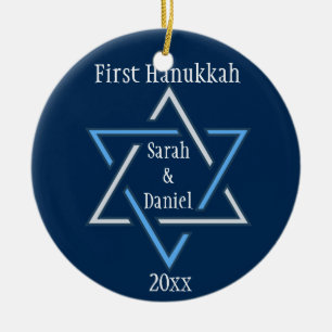 Ornamento De Cerâmica Primeiro Pedido de Hanukkah Personalizado