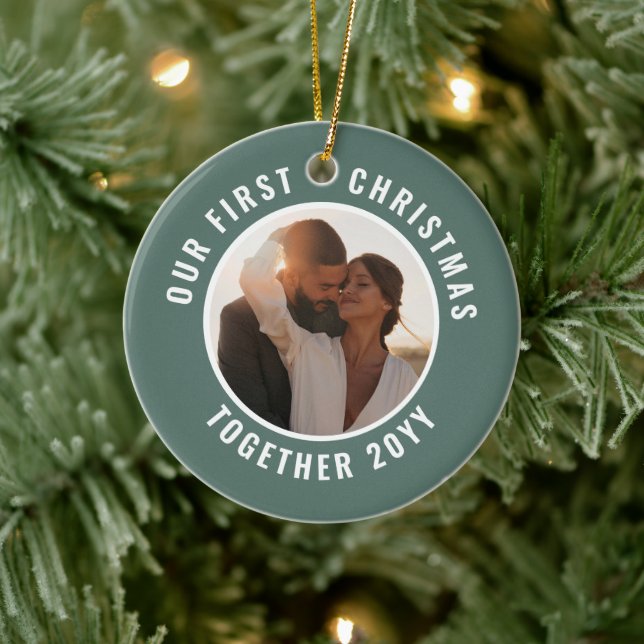 Ornamento De Cerâmica Primeiro presente mínimo de fotografia de Natal (Árvore)