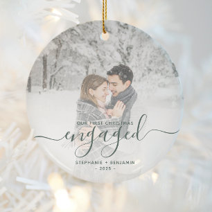 Ornamento De Cerâmica Primeiro Script de Foto Personalizado Envolvido no