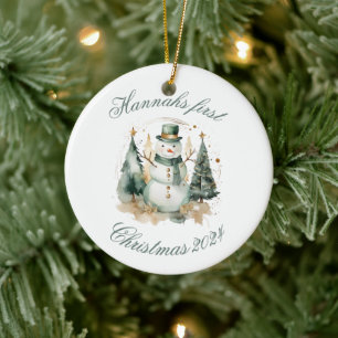Ornamento De Cerâmica Primeiros Papais noeis verdes novidade de Natal