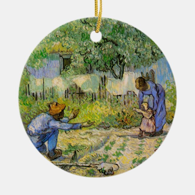 Ornamento De Cerâmica Primeiros passos (após Millet) de Vincent van Gogh (Frente)