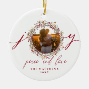 Ornamento De Cerâmica Primeiros Sr. do Natal e Sra. Baga Alegria Foto