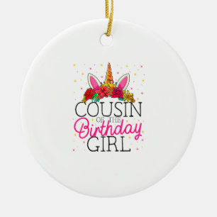 Ornamento De Cerâmica Primo da Menina do Aniversário Unicórnio Camiseta