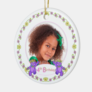 Ornamento De Cerâmica Princesa Bears 4º Aniversário Foto Keepsaokê