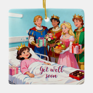 Ornamento De Cerâmica Princesa Doente no Hospital com Visitantes 1