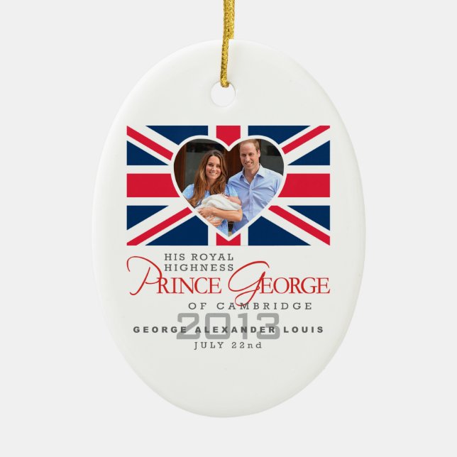 Ornamento De Cerâmica Príncipe George - William & Kate (Frente)