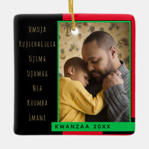 Ornamento De Cerâmica Princípios Foto Verde Preto Vermelho Kwanzaa