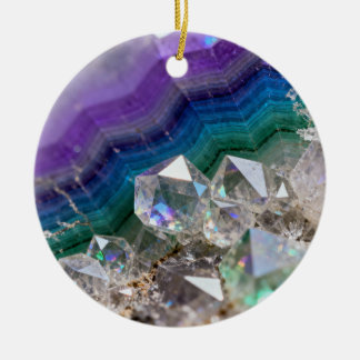 Ornamento De Cerâmica Prismatic Quartz Fusion Vibrant Crystal Design