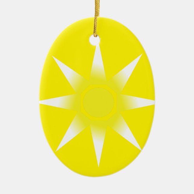 Ornamento De Cerâmica Produto Sun magico branco amarelo (Frente)