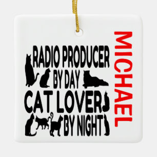 Ornamento De Cerâmica Produtor de rádio ama gatos como PERSONALIZADO